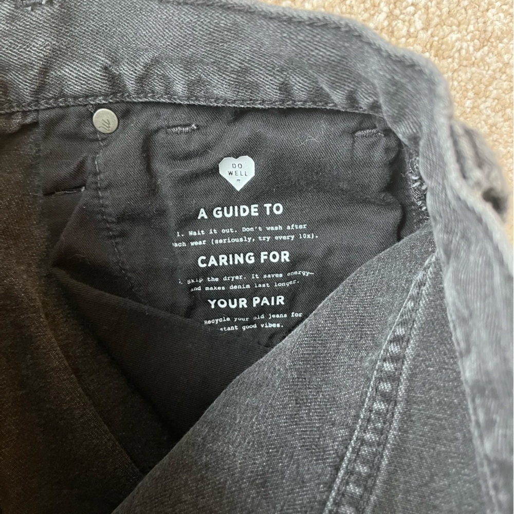 Madewell Black Rigid Denim A-Line Distressed Mini Skirt Size 25 - Picture 2 of 13